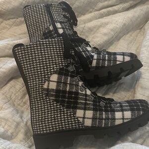 LFL by Lust for Life Black and White Plaid Boots